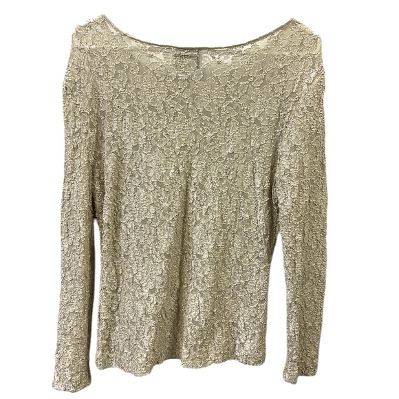 Vintage Lacy After Noon Shell Kepler Long Sleeve Semi Sheer Lace Top Blouse M - Picture 5 of 10